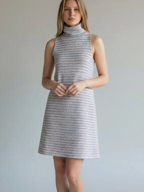 Anthropologie Akemi + Kin Mock Neck Stripe Knit Sleeveless Tunic Dress Pocket XL